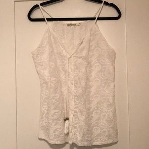 Ivory embroidered tank